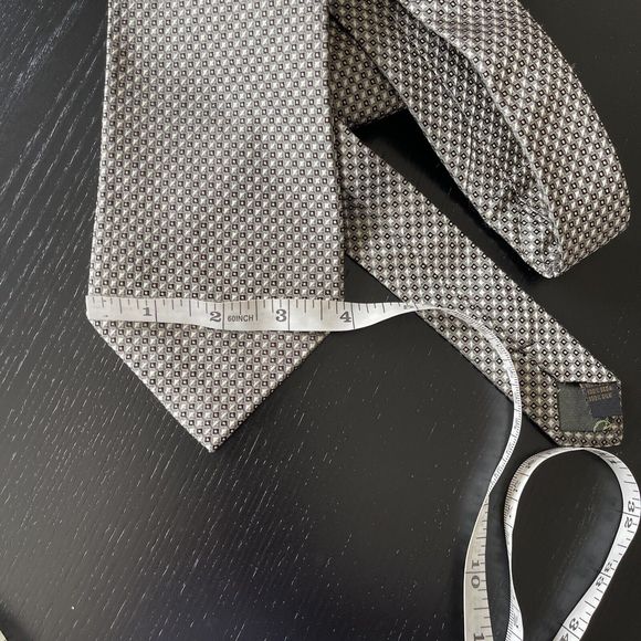 Valerio Garati Vintage Silk Mens Neck Tie - Black and Gold Geometric Pattern - Picture 3 of 5